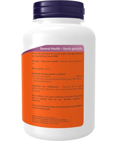 Now Foods Sunflower Lecithin 1200mg Non-GMO Softgels | 100 Count - Buy Online on GoSupps.com