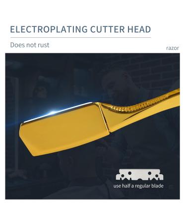 Professional Stainless Steel Barber Razor for Men - Gold Straight Edge Safety Razor for Close Shaving | Ideal for Barbershops & Home Use - Buy Online on GoSupps.com