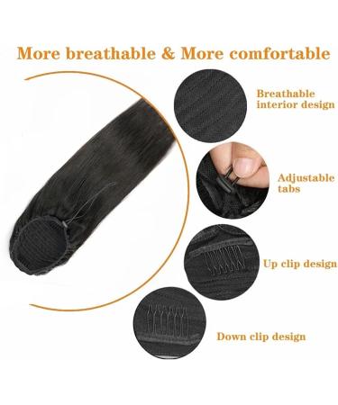 Ponytail Extensions Human Hair Ponytail Extension Drawstring Straight Ponytail Hairpiece Brazilian Remy Hair Ponytail Clip in Straight Ponytail Hair Extension for Women for Women (Color : Natural Col 16inches Natural Color - Buy Online on GoSupps.com
