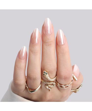 Polychrome Air Press On Nails Set - 30pcs Pink Glazed Almond Reusable Fake Nails with Glue & Tabs for Parties Events & Dating - Buy Online on GoSupps.com
