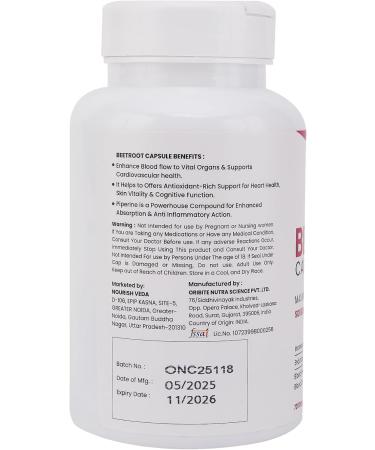 Organic Beet Root Capsules 60 Capsules 7200mg | 30-Day Supply | Beetroot Powder Supplement for Natural Energy Vegan Non-GMO - Buy Online on GoSupps.com