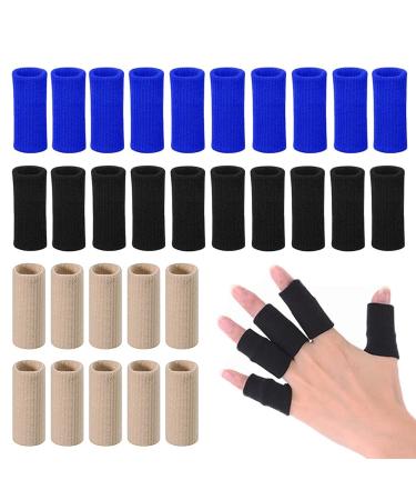 Finger Arthritis Sleeves (30Pcs), Elastic Thumb Splint Brace Support Protector Finger Compression Sleeve for Arthritis Joint Pain Relief, Breathable Finger Tape for Triggger Finger Sports Aid Support