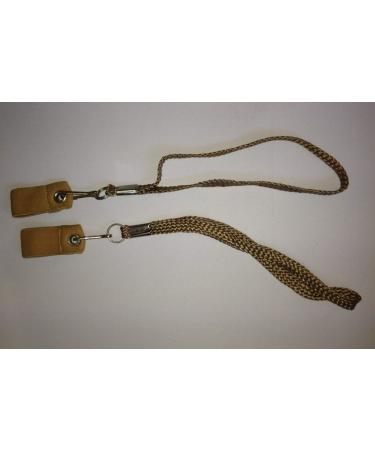 Pair of brown walking stick wrist straps.