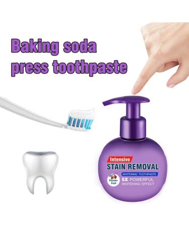 Intensive Stain Removal Whitening Toothpaste Bundle - Fresh Breath Oral Care with Baking Soda - Fight Bleeding Gums - Natural Gel Toothpaste - 2 Pack (Passion Fruit+Blueberry) - Buy Online on GoSupps.com