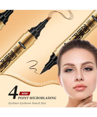 Buy Dual-Ended Microblading Eyebrow Pen - 2-in-1 Eyebrow Pencil & Eyeliner for Long-Lasting Looks (Black) | International Shipping - Buy Online on GoSupps.com