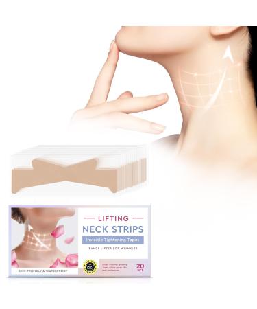 20 PCS Neck Lift Tape Neck Lift Tape Invisible Behind Neck Reusable Neck Wrinkle Patche Skin Tape for Women Loose Skin Improve Neck Lines and Wrinkles