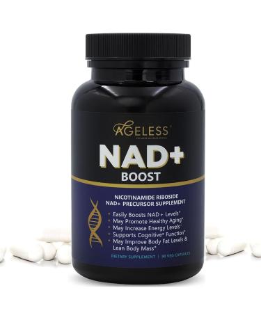 Ageless NAD+ Supplements for Women & Men | 300mg Nicotinamide Riboside Chloride | Dietary Supplement for Anti-Aging | Supports Energy Focus Stamina Fat Metabolism & Cognitive Function 90 Capsules 90 Count (Pack of 1)