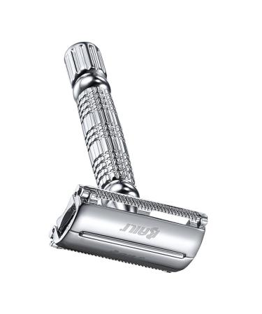 Minkissy manual razor hairdressing razor razor for the men's shaver for men's shave dishwasher metal double -sided knife chrome -plated double -sided knife holder from alloy double -edged