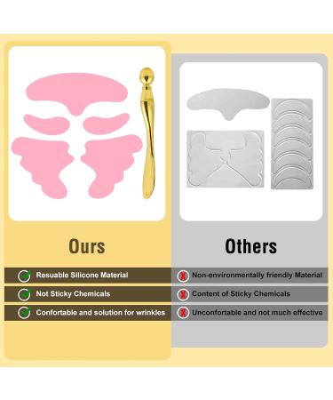 Reusable Silicone Wrinkle Patches Kit - Face & Forehead Wrinkle Treatment with Massage Stick | Overnight Patches for Under Eyes & Facial Care - Buy Online on GoSupps.com