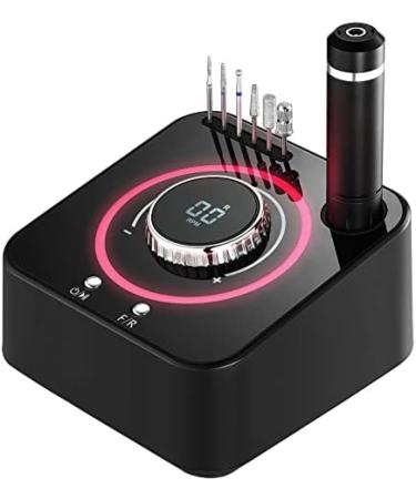 Nail Cutter Professional 40000 Rpm Electric Nail Cutter For Gel Nails Nail File Manicure Pedicure Set With Colour Lamp Knob 6 Bits And Foot Pedal Black