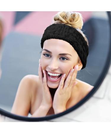3-Piece Black Spa Face Headband Set for Makeup & Face Washing | Yoga Sport & Shower Elastic Hair Wrap for Women & Girls - Buy Online on GoSupps.com