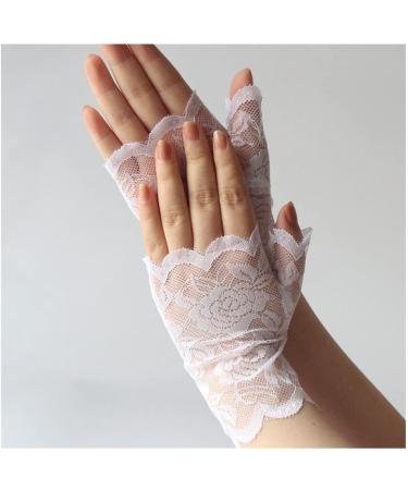 SHTGOI 1 Pair Women's Lace Gloves Short Bride Fingerless Floral Lace Gloves Sun Protection Gloves Wedding Lace Gloves for Tea Party Funeral Wedding Party Costume Accessories White - Buy Online on GoSupps.com