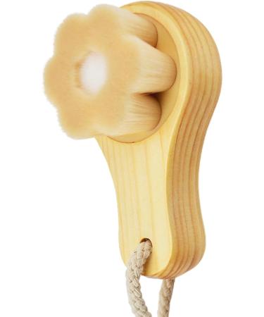 Manual Facial Cleanser Brush - Plum Blossom Shape Wood Facial Pore Cleanser for Women | Makeup Remover & Deep Cleansing - Buy Online on GoSupps.com