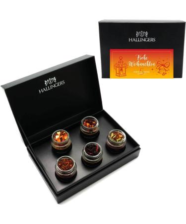Hallingers Merry Christmas Orange - 5 varieties Tea gift set with box vegan for Christmas in screw glasses (set) - Mother's Day gift & gift ideas for Father's Day |General Congratulations Freundsch 5er Tea Merry Christmas Orange