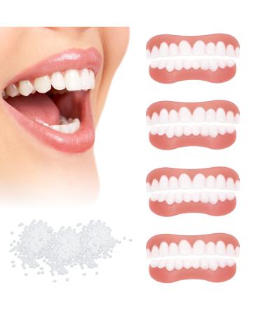 Spokki 4 pair of fake teeth false teeth veneers cosmetic tooth cover denture temporary teeth temporary denture for women men