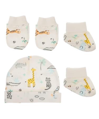 Artibetter 1 Set Newborn Baby Hats and Mittens Baby Boys Girls Infant Unisex Cotton Caps and Scratch Mittens Baby Socks