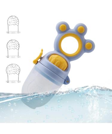 Silicone Baby Feeder - Removable Newborn Fruit Dispenser with 3 Riflers | Portable Teething Relief - Safe Blue - Buy Online on GoSupps.com