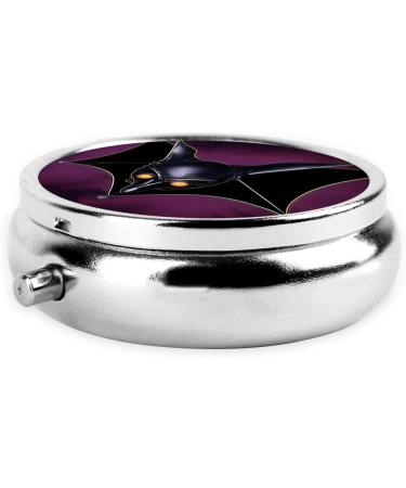 Black Ghost Bat Portable Metal Pill Box | Round Mini with 3 Compartments | Travel Essential for Small Pills - Buy Online on GoSupps.com