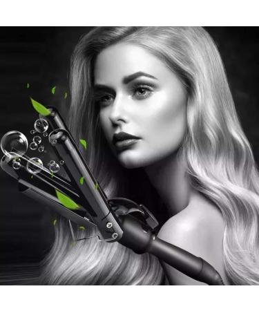 3 Barrel Curling Iron - Ceramic Hair Waver with Adjustable Temperature | Portable Black Hair Curler for Travel with Heat Resistant Glove - Buy Online on GoSupps.com