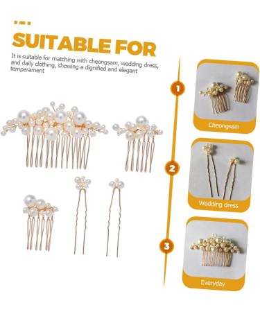 Ipetboom 1 Set Bride Wedding Hairpin Wedding Headdress Pearl Bun Hairpin Bride Hair Fork Pearl Hair Stick Pearl Hair Comb Pearl Hair Side Comb Bride Headdress Bride Hair Side Comb - Buy Online on GoSupps.com