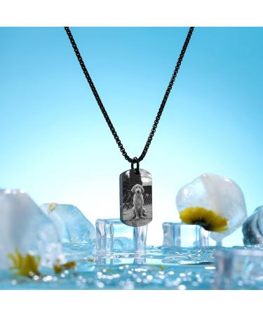 BLUE Personalized Ash Urn Pendant Necklace - Custom Photo & Text Memorial Jewelry for Dogs & Cats - Pfotenprint Pet Urn in Black & White - Buy Online on GoSupps.com
