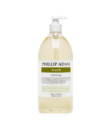 Phillip Adam Verbena Sage Hand and Body Wash with Aloe Vera and Jojoba Oil - Hydrates and Nourishes Skin - Sulfate Free and Gluten Free - 33.8 Fl Oz