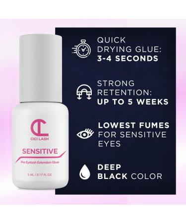 Sensitive Low Fume Eyelash Extension Glue - 5 Week Retention Quick Drying Latex Free 5ml | Professional Quality for Individual & Volume Lashes - Buy Online on GoSupps.com