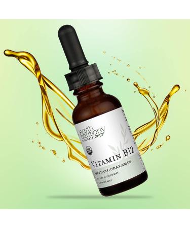 USDA Organic Vitamin B12 2000mcg Sublingual Liquid Supplement (2-Pack) - Vegan Methylcobalamin Drops - Natural Energy & Immune System Support - Buy Online on GoSupps.com