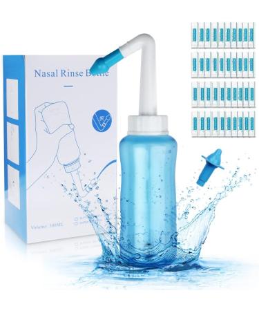 Nasal Rinse Bottle for Sinus Pressure Relief - 300 ML BPA Free Neti Pot for Adults and Kids with 40 Salt Packets - Buy Online on GoSupps.com