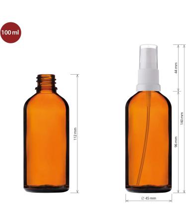 Handsunity 100ml Amber Glass Spray Bottle Set 12-Pack with White Atomizer & 29 Accessories for Pharmacy Use Ideal for Essential Oils & DIY Projects - Buy Online on GoSupps.com