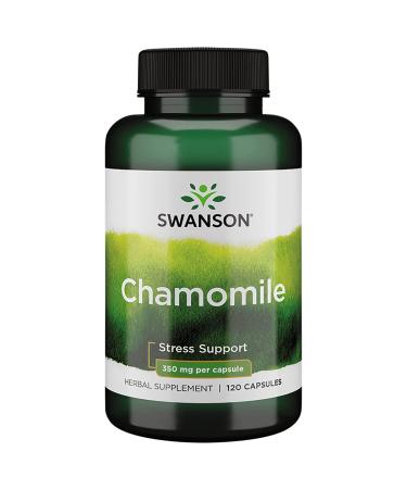 Swanson Chamomile Stress Support - Made with German Chamomile Flower - Herbal Supplement to Promote Stress, Relaxation and Sleep Support - Helps Easy Body and Mind - (120 Capsules)