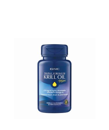 GNC Triple Strength Krill Oil Mini, 60 Softgels, for Join, Skin, Eye, and Heart Health