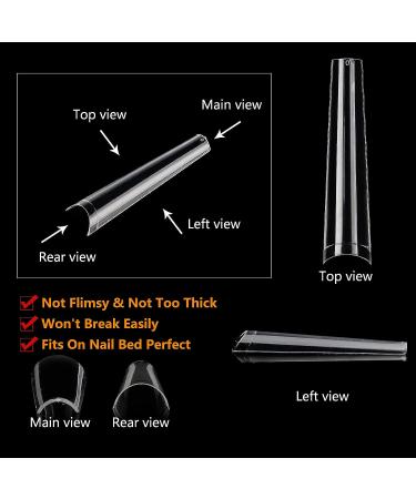 504Pcs XXL Long Clear Coffin Nail Tips for Acrylic Nails - Professional Fake Nails with 2 Nail Files - Buy Online on GoSupps.com