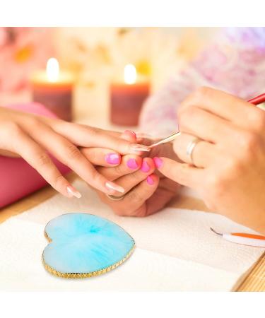 Sibba Resin Nail Art Palette Nail Mixing Palette Polish Color Mixing Plate Golden Edge Nail Holder Display Board Heart Shape Cosmetic Mixing Tools (Blue) - Buy Online on GoSupps.com