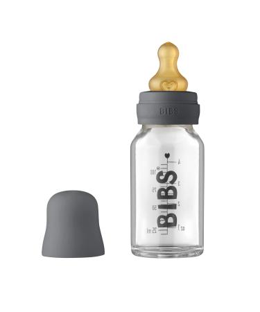 BIBS Baby Glass Bottle. Anti-colic. Round Natural Rubber Latex Nipple. Supports Natural Breastfeeding 110 ml Iron Iron Complete Set - 110 ml
