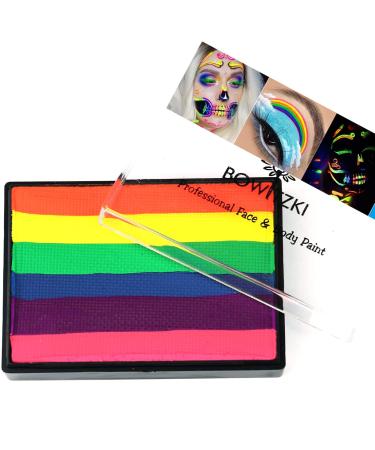 Bowitzki 50g Water Activated Eyeliner Retro Graphic Hydra Eye Liner Makeup UV Glow Fluorescent Cake Aqua Color Split Cakes Neon Rainbow Face Paints Body Painting for Halloween Christmas (UV Rainbow)