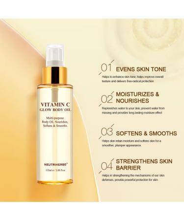 Neutriherbs Rosehip Oil for Dry Skin - Hydrating Moisturizer & Brightening Body Massage Oil - 115ml All Skin Types - Buy Online on GoSupps.com