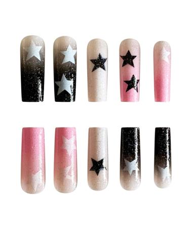 YoYoee Long Coffin False Nails Gradient Press on - 24PCS Acrylic Graffiti Tips for Women - Buy Online on GoSupps.com