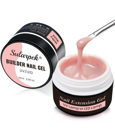 sularpek Sularpek 2-pack of 15ml HEMA and TPO-free nail gels for nail extension repair and strengthening (milky pink)