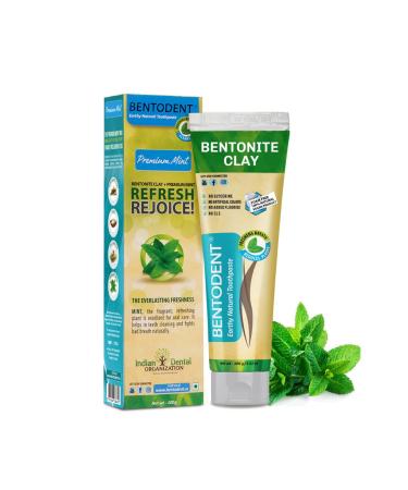 Bentodent Fluoride Free Calcium Bentonite Clay Toothpaste Natural Toothpaste for Family Including Kids - Fresh Breath Plaque Removal by Brushing Powered with Calcium Bentonite Clay (Premium Mint)