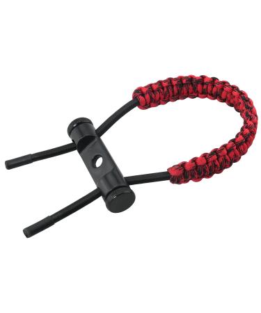 ITROLLE Bow Wrist Sling Red and Black Archery Compound Bow Wrist Sling Braided Cord Adjustable Hunting Strap