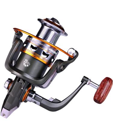 Sougayilang Spinning Fishing Reel | Left/Right Interchangeable Wood Handle | Metal Body | 5.2/5.1 Gear Ratio | 11BB | Inshore, Boat, Rock, Freshwater, Saltwater Fishing - DK1000 - Buy Online on GoSupps.com