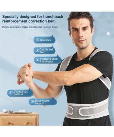 Adjustable Breathable Back Brace Posture Corrector for Men & Women - Pain Relief Support Belt in Gray Size Small - Buy Online on GoSupps.com