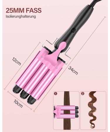 Professional Hair Curler with Curling Cone - 25mm Ceramic Curling Iron for Perfect Curls and Wavy Hair - 3 Head Curler Quick - Buy Online on GoSupps.com