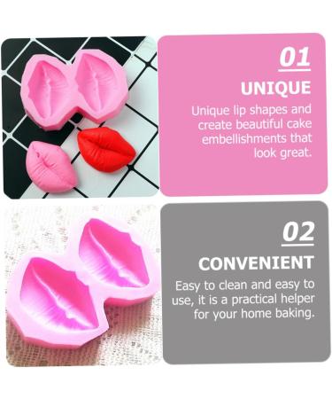 HOMSFOU 2pcs Baking Silicone Model Mini Cake Love Cake Valentine s Day Cake Holiday Cake Baking Lip Fondant Lip Shaped Molds Cupcake Silicone Lip Cookie Biscuit Chocolate Silica Gel 3D - Buy Online on GoSupps.com