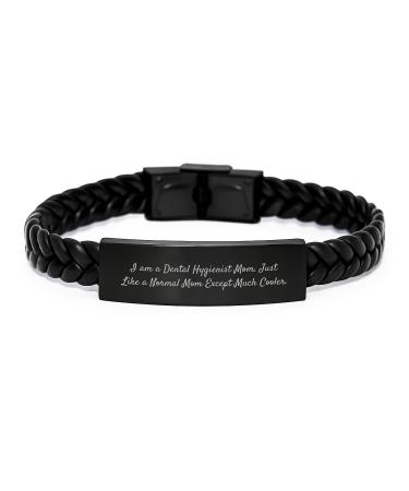 NehalNisha Dental Hygienist Gifts for Mom - Interlaced Leather Bracelet Funny Quote - Gifts from Family to Dental Hygienist Mom Christmas Unique Presents