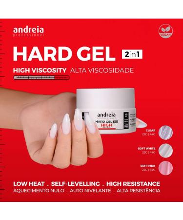Andreia Professional Hard Nail Gel - Two-Phase 2-in-1 LED/UV Build-Up Gel for Strong Nail Tips & Extensions - High Viscosity Soft White 22g - Buy Online on GoSupps.com