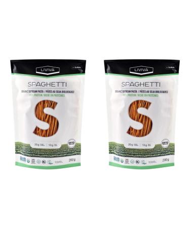 LIVIVA Organic Soybean Spaghetti Pasta (2 Pack 92 g Protein per Bag) High Protein Noodles Diabetic Friendly Keto Vegan Halal Kosher Non-GMO Nutritious Plant-Based Plant-Based Protein Pasta Ready-to-Eat in minutes Gluten Free Noodle