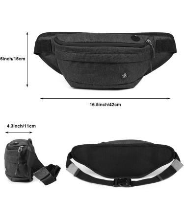WATERFLY Fanny Pack for Men Women Water Resistant Large Hiking Waist Bag Pack Carrying All Phones for Running Walking Traveling Large Black - Buy Online on GoSupps.com