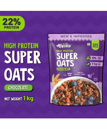 ALPI NO High Protein Super Rolled Oats Chocolate 1kg - Rolled Oats Natural Peanut Butter & Cocoa Powder Protein No Added Sugar & Salt Gluten Free As Seen on Shark Tank India - Buy Online on GoSupps.com
